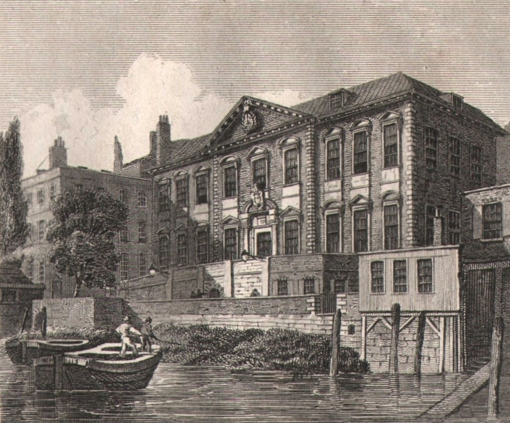 Fishmongers' Hall, London. Antique engraved print 1817 old